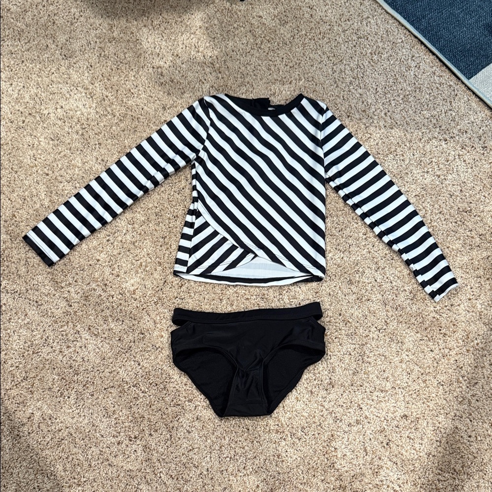 Appaman Striped Black and White Kids Swim Set